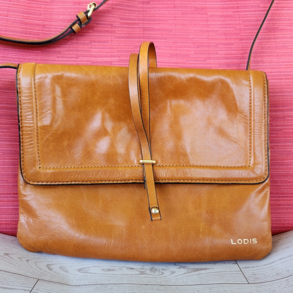 Lodis Tan Leather Clutch with Fold-Over Flap ♡READ DISCRIPTION BEFORE PURCHASE!♡